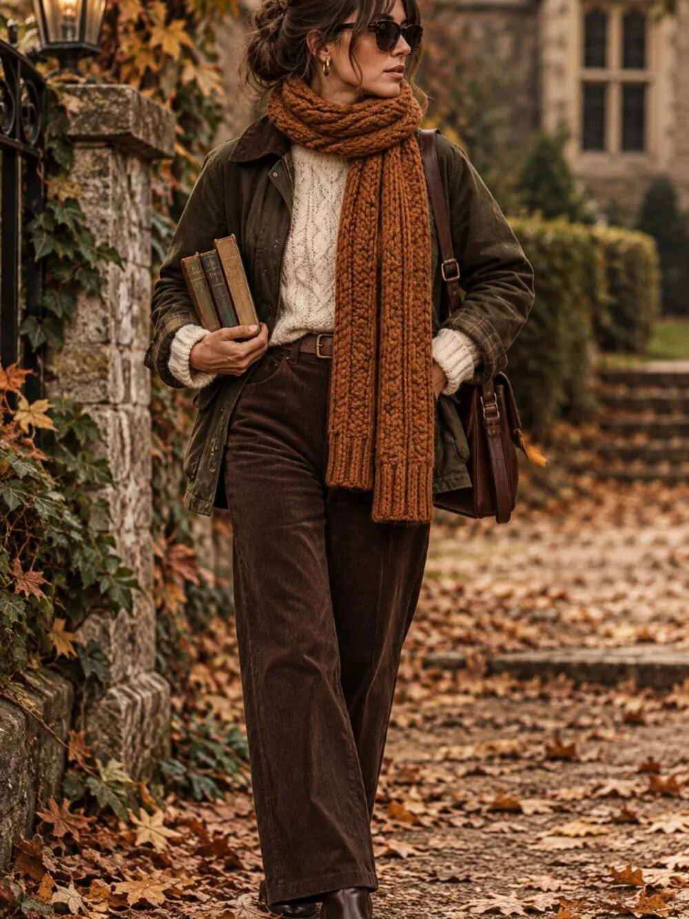 Gap Wool Blend Chunky Cable Knit Scarf Rust Brown Orange Fall Winter